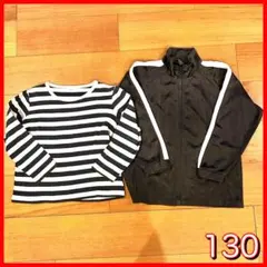 ボーダー柄長袖カットソー ジジャケット　130