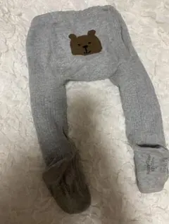 GAPクマ刺繍 グレー ベビータイツ
