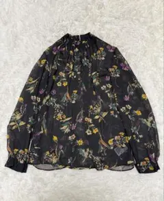 トゥモローランドコレクション　フラワープリント 黒　シルク100%