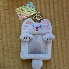 カードホルダー　猫　パープル　もふもふ