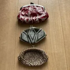 がま口　財布　小銭入れ　ビーズ　昭和レトロ　3点