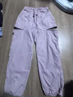 【ノーブランド】ピンク カーゴパンツ M ウエスト調整可能