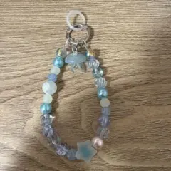 ハンドメイド ビーズストラップ めじるしアクセサリー くらげ