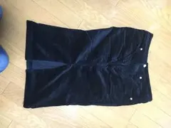 ナノユニバース/膝丈コーデュロイスカート/ブラック