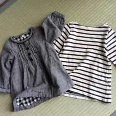 無印良品　子ども服　サイズ80　2着セット　グレー　ボーダー　チュニック