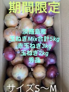 淡路島産　新赤玉ねぎ 3kg 玉ねぎ2kg 合計5kg秀品　期間限定のサムネイル