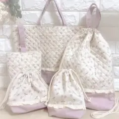 入園入学セット　5点　キルティング　入園準備　入学準備　さくらんぼ　ピンク　韓国