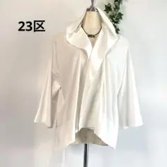 23区のホワイト五分袖カーディガン フード付き　ジャケット　トップス　ボレロ　Ｍ