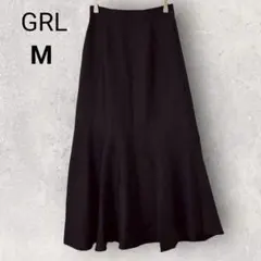 グレイル ロングフレアスカート ミモレ丈 M 黒 シンプル 通年 ウエストゴム