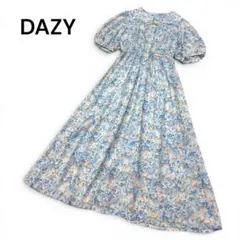 美品 SHEIN DAZY 花柄ロングワンピース シフォン ブルー リゾート