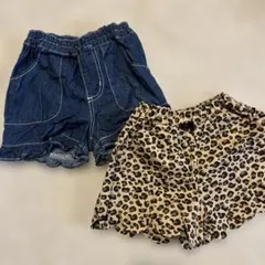 bellwink デニムとヒョウ柄ショートパンツセット