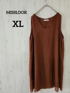 MISSLOOK【XL】ブラウン ノースリーブ トップスAラインシフォン