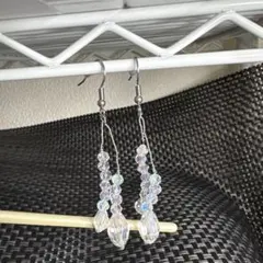 ハンドメイド クリスタルビーズ ロングピアス