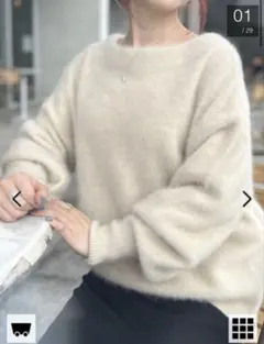 Rouge vif la cleフォックス＆ラクーンパフスリーブ ニット