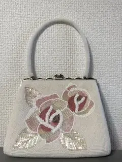ビーズ　刺繍クラッチバッグ　花柄　ハンドバッグ　昭和　レトロ　ヴィンテージ