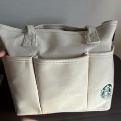 スターバックス ポケット付きトートバッグ アイボリー