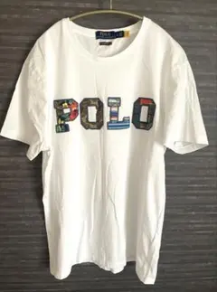 Polo 刺繍ロゴ 白Tシャツ
