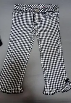 メゾピアノ　ギンガムチェック　クロップドパンツ