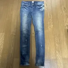 MOUSSY スキニーデニム ブルー ダメージ加工