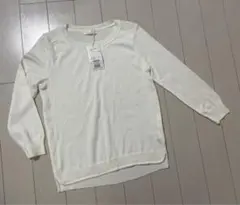 1203ホワイト 長袖カットソー 38cm肩幅 41cm身幅 50cm袖丈のサムネイル