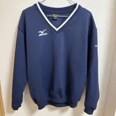 Mizuno ネイビー Vネックウェア スウェットシャツ Mサイズ　刺繍あり