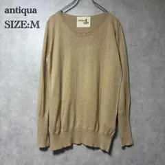 美品 antiqua Vネック 薄手 ニット ベージュ M
