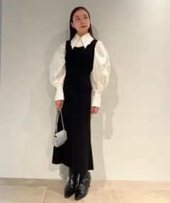 snidel クロップシャツレイヤードニットワンピース