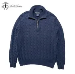 古着 ブルックスブラザーズ ピマコットン ハーフジップ セーター ケーブル柄