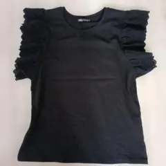 【新品未着用タグ無し】最終価格　ZARA 半袖 Tシャツ 黒 フリル