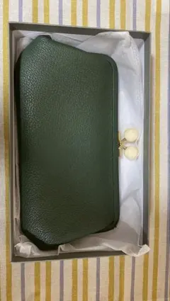 グリーンレザー財布 ボール留め具