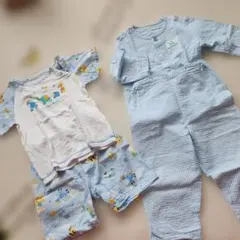 動物柄ベビーパジャマ 半袖・長袖2点セット