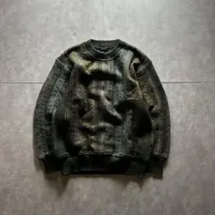 archive retro pattern knit green khaki