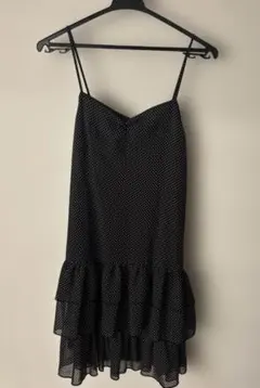★ARROW★ ドット柄 フリル キャミワンピース M ブラック