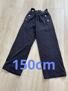 GU 青いキッズパンツ ウエストゴム ボタン付き