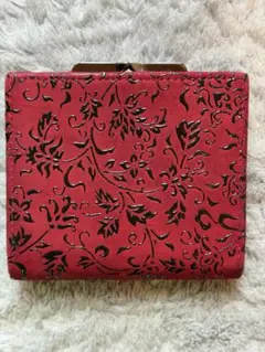 【美品】印傳屋（いんでんや）花唐草 折り財布 がま口 鹿革 日本製のサムネイル