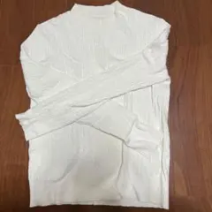 最安値　早い者勝ち　オペークドットクリップ　ホワイト リブ編み 長袖ニット