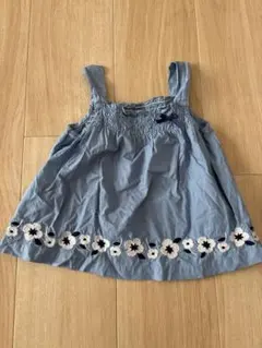 familiar フラワー刺繍 ライトブルー チュニック