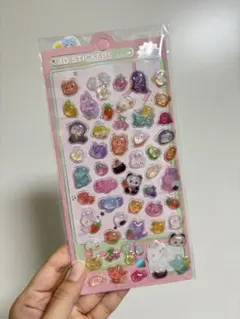 動物キャラクター 3Dステッカーセット ドロップシール ぷくぷくシール