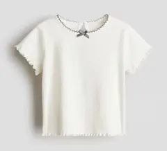 【H&M】リブコットンTシャツ　ホワイト　85cm
