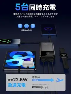 モバイルバッテリー 大容量 40000mAh【2025新型・5台同時充電】
