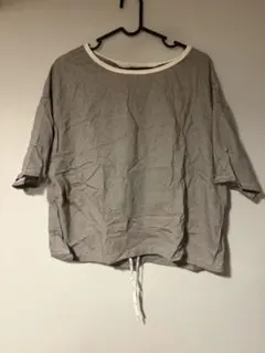 ニコアンド　ボーダー 半袖Tシャツ ドローストリング