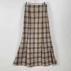 美品 GLACIER グラシア ロングフレアスカート チェック柄 バックゴム M