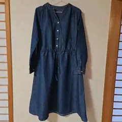 デニムワンピース 長袖 ウエスト紐付き　M～Lサイズのサムネイル