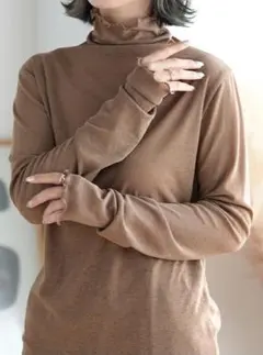 新品 シアートップス M ブラウン 茶色 長袖 インナー シャツ カットソー