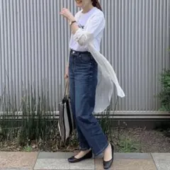 極美品 21 ヤヌーク リリス ワイド ストレート デニムパンツ ルーズ 濃紺のサムネイル