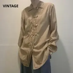 【VINTAGE】ダマスク柄 シルクブラウス ヴィンテージのサムネイル
