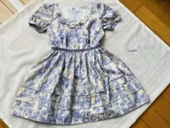 レッセパッセ•美品　花柄 半袖ワンピース 裏地の裾にオーガンジーパニエ付き 36