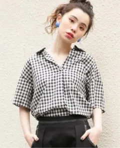 ローリーズファーム ギンガムチェックスキッパーシャツ L 試着のみ