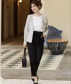 美品❤️ガール　ナノユニバース　スーツ レディース セットアップ　ツイード　グレー