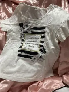 INGEBORG ストライプフラワー柄 Tシャツ 9号サイズ